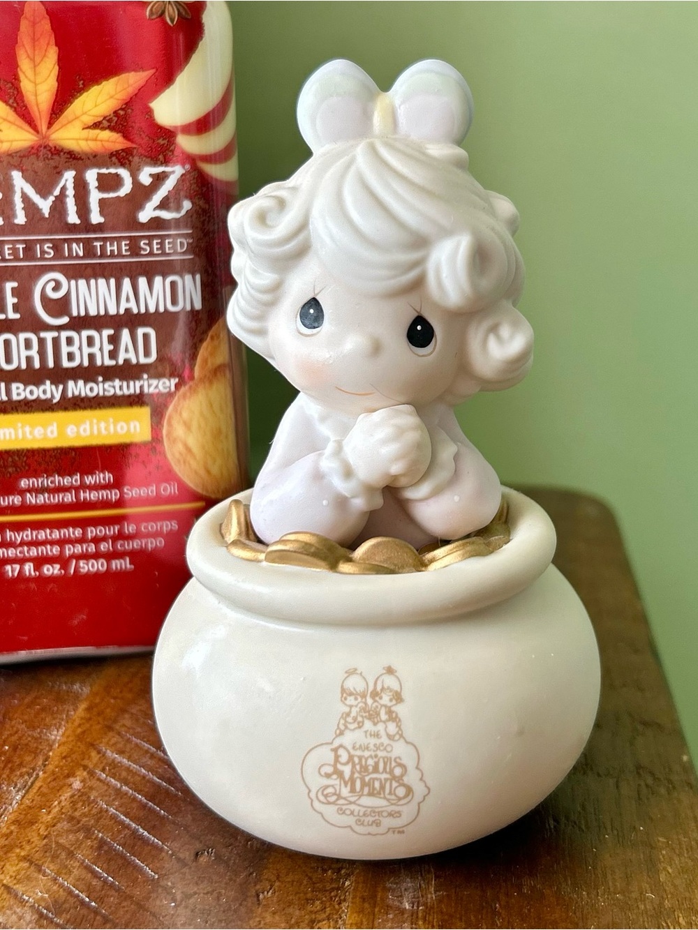 Vintage Precious Moments Figurine By Enesco Porcelain Made Pot of Gold